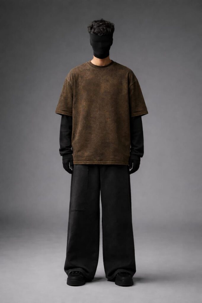 Vintage Acid Wash Oversized T-Shirt (DARK OLIVE)