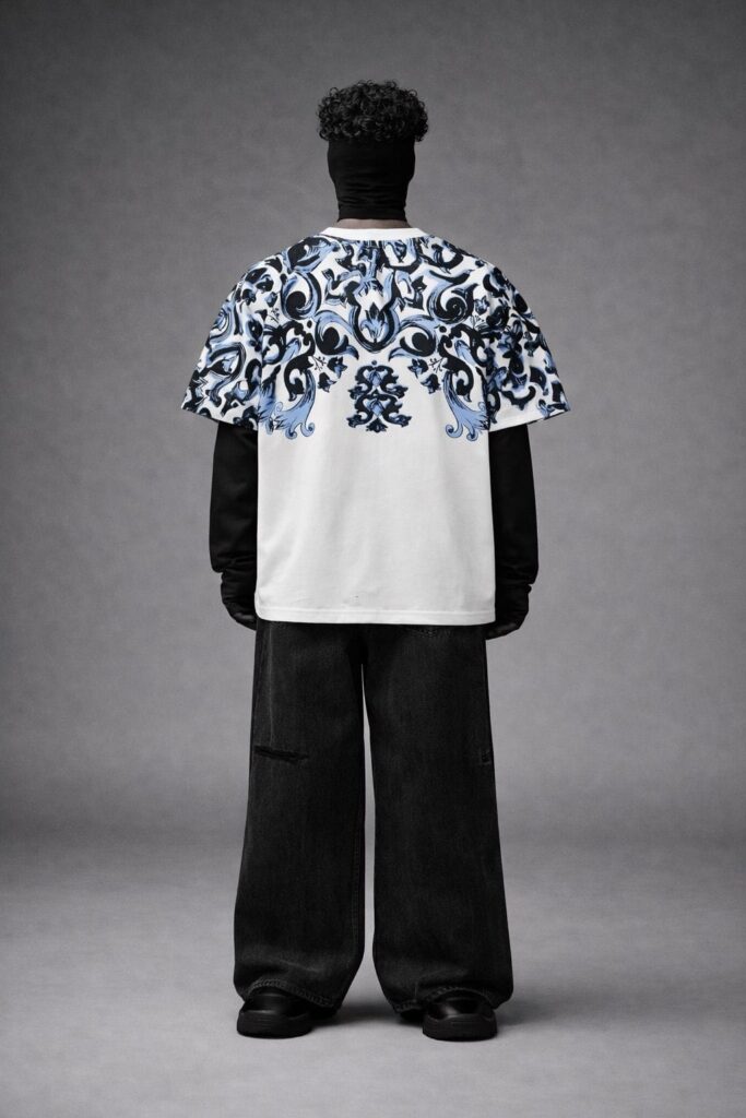 Monogram Contrast Panel Streetwear T-Shirt