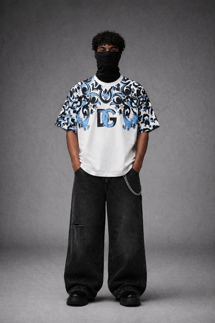 Monogram Contrast Panel Streetwear T-Shirt